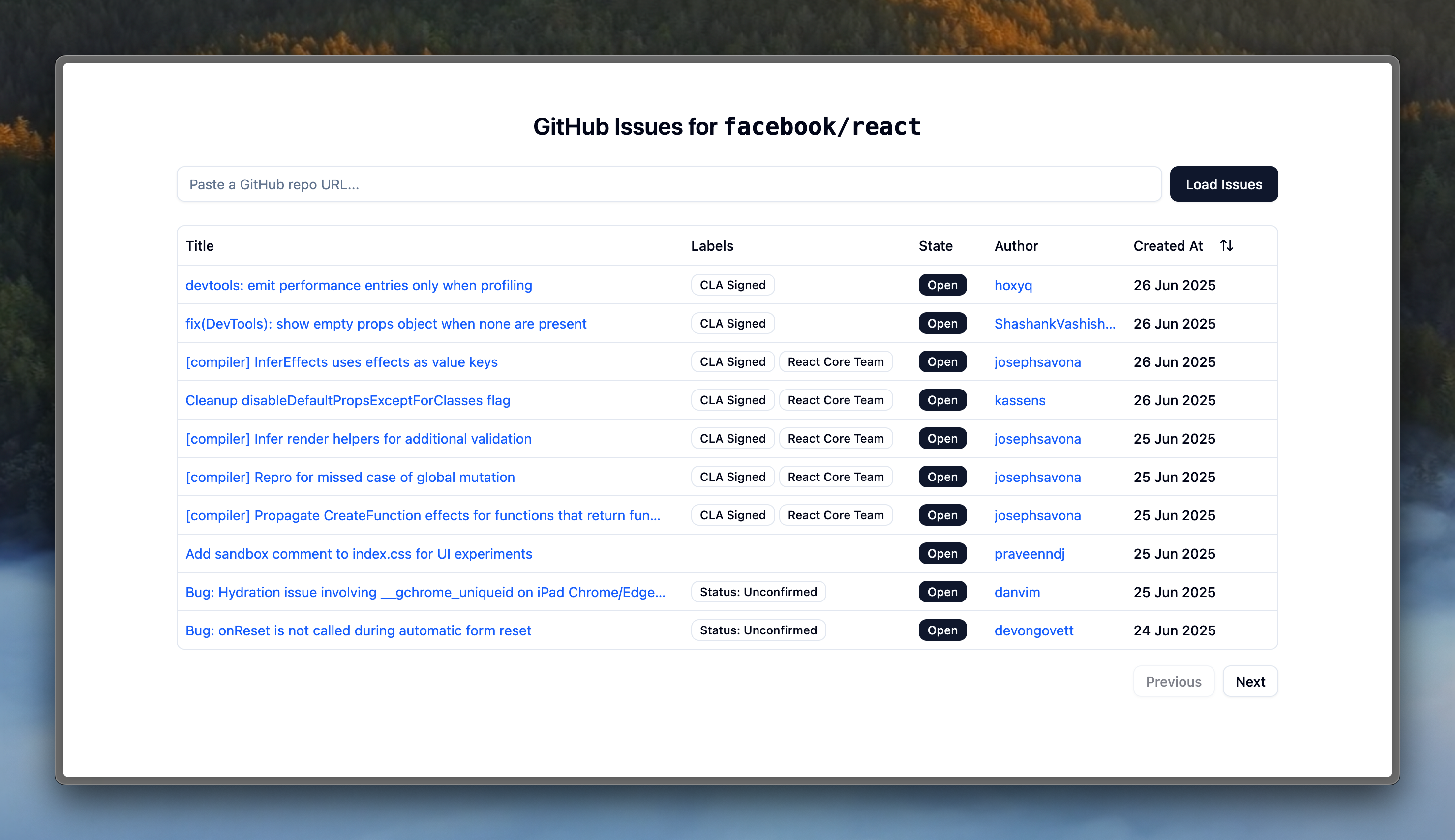 GitHub Issue Viewer screenshot