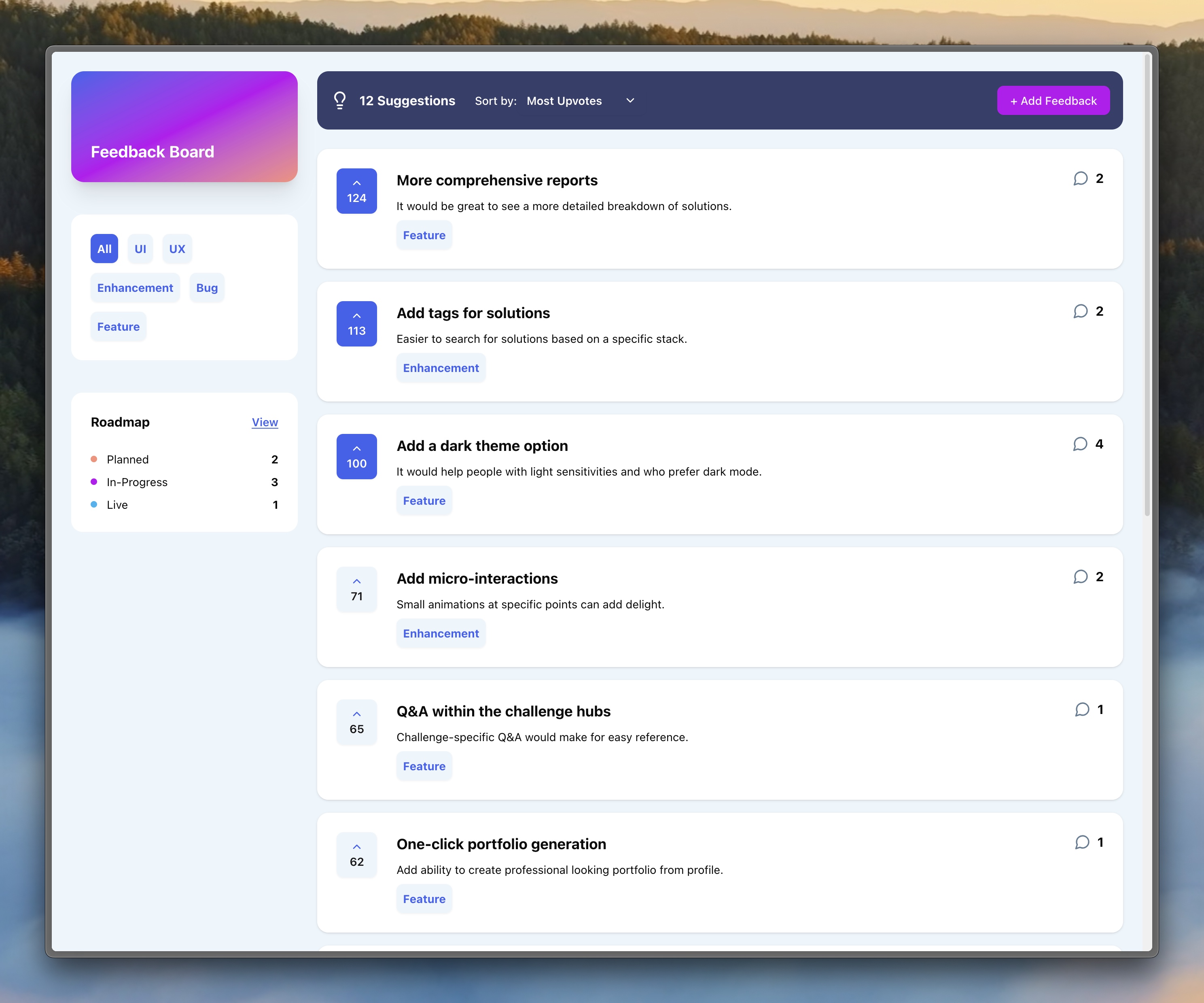 Product Feedback App screenshot